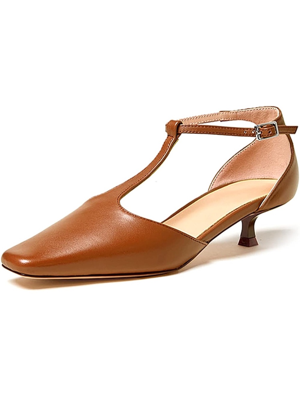 NEW Women T-Strap Kitten Heel Pumps Square Toe Low Heel Mary Janes Retro